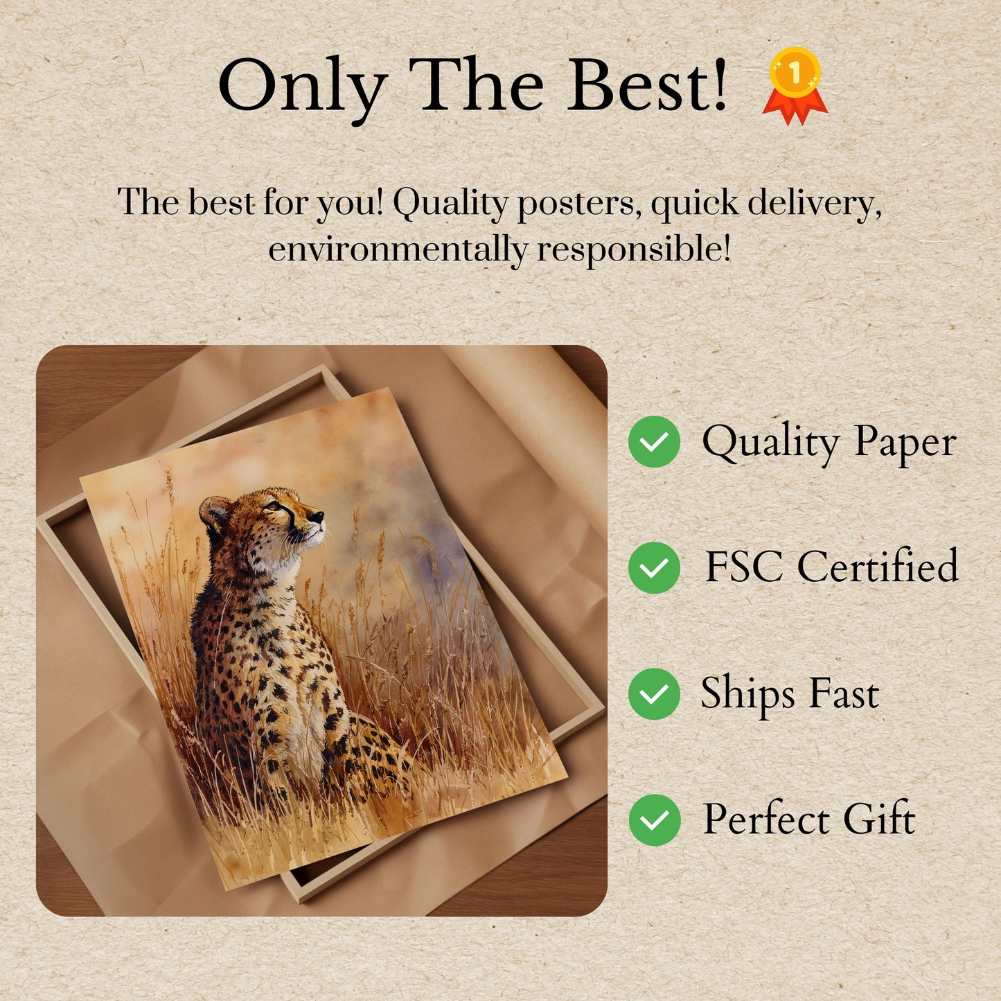 Majestic Cheetah Savanna Poster