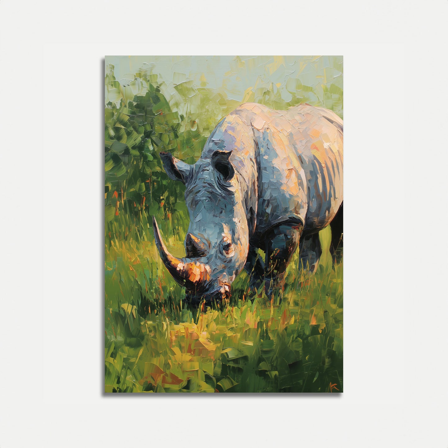 Majestic Rhino in Grasslands Poster