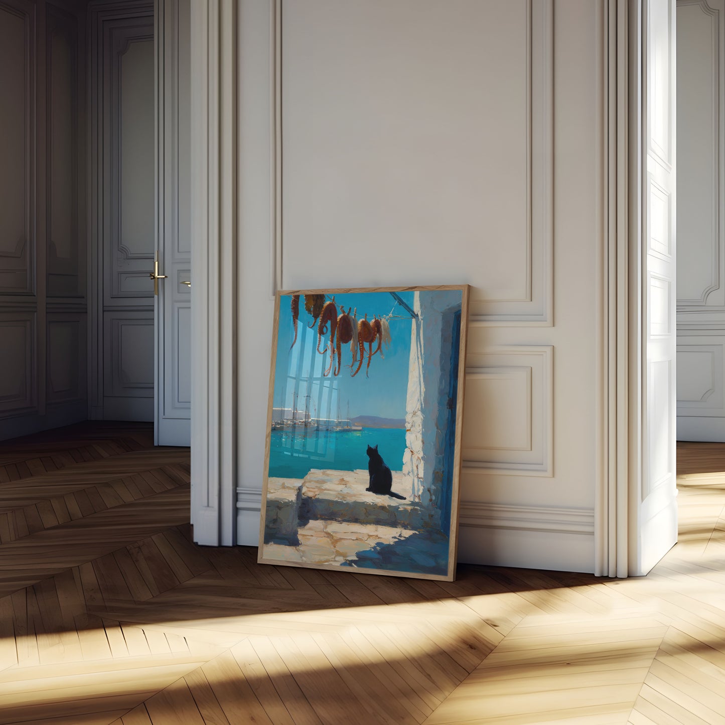 Black Cat Mediterranean Harbor Poster