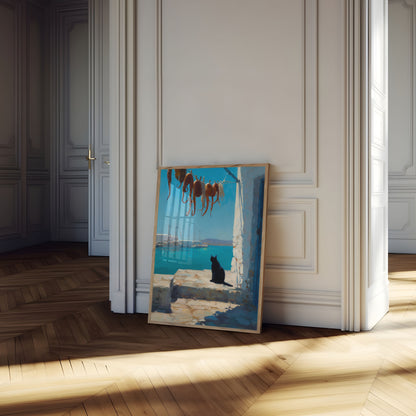 Black Cat Mediterranean Harbor Poster