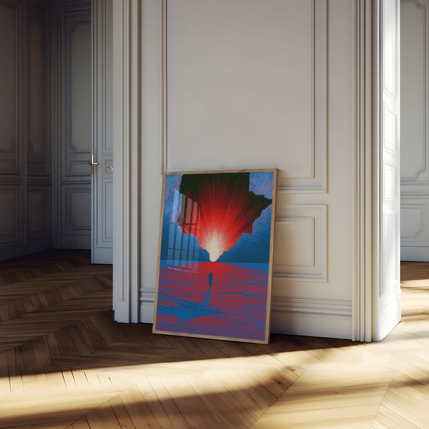 Figura Solitaria Incontra la Luce Poster