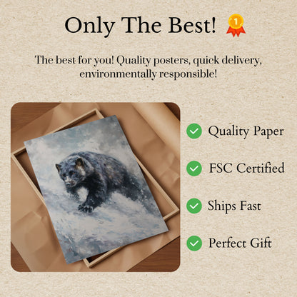 Black Bear in Winter Snow Poster