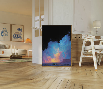 Desert Road Night Sky Poster