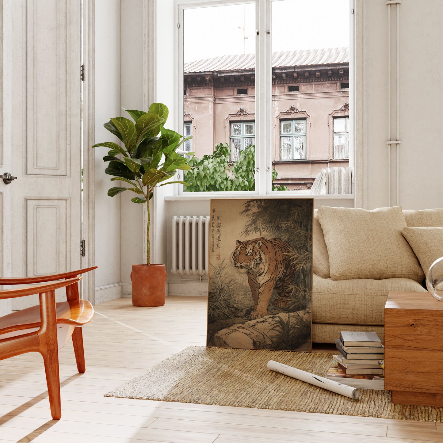 Fierce Tiger in Bamboo Forest Poster