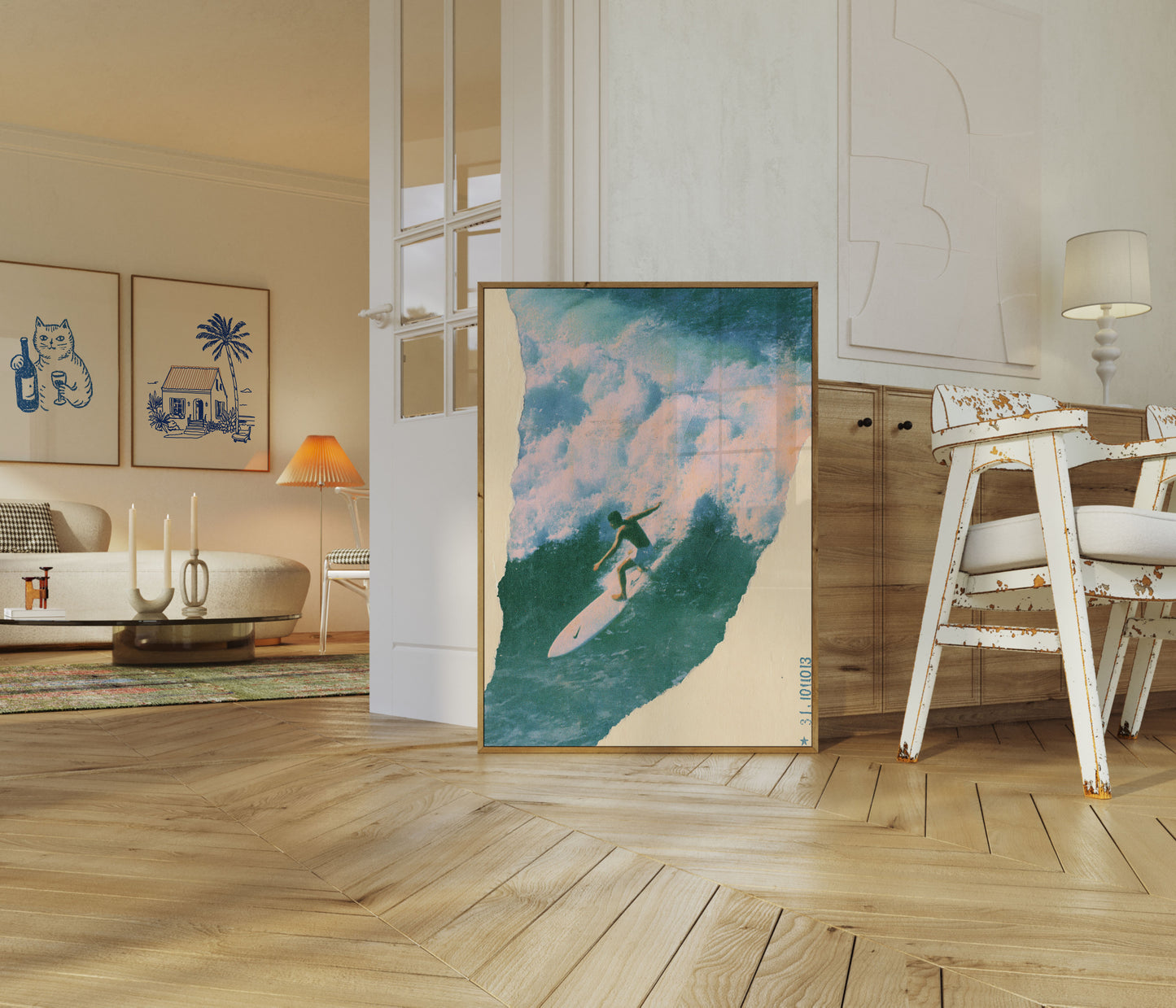 Plakat: Surfer på Havbølger
