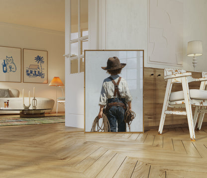Little Cowboy Back View Poster