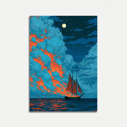 Poster Nave a Vela e Scogliere di Lava
