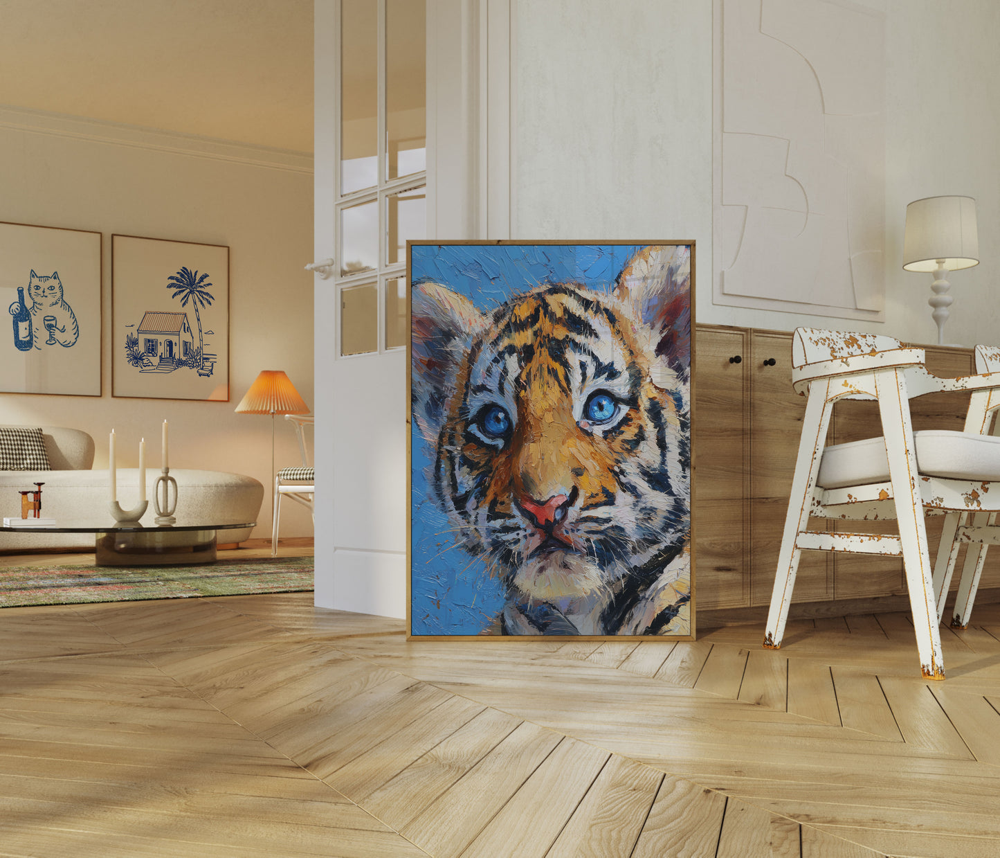 Poster Tigre con Occhi Blu Affascinanti