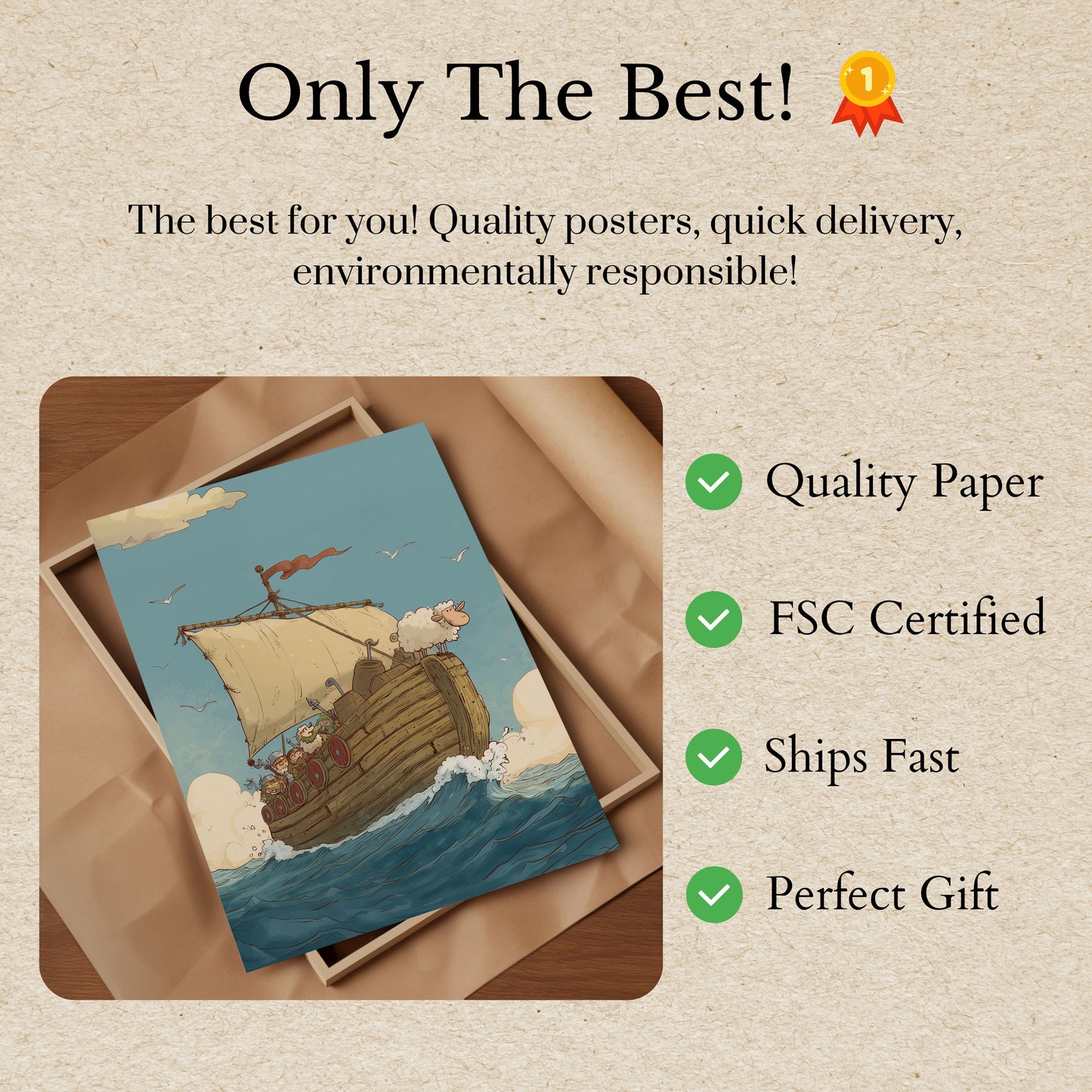 Póster de la aventura de navegación de la oveja vikinga