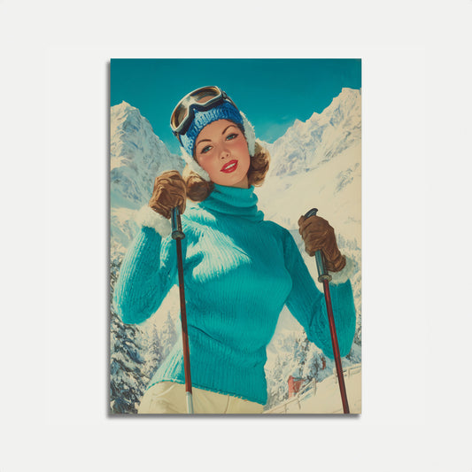 Vintage Ski Resort Glamour Poster
