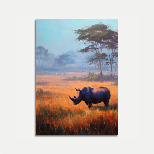 Serene Rhino African Savanna Poster