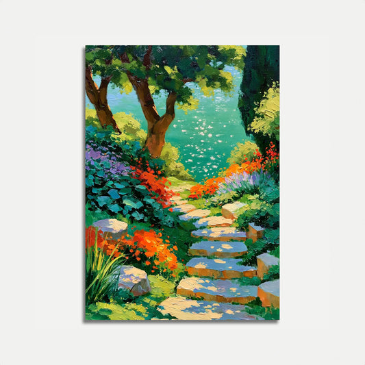 Garden Path to Tranquil Water Poster