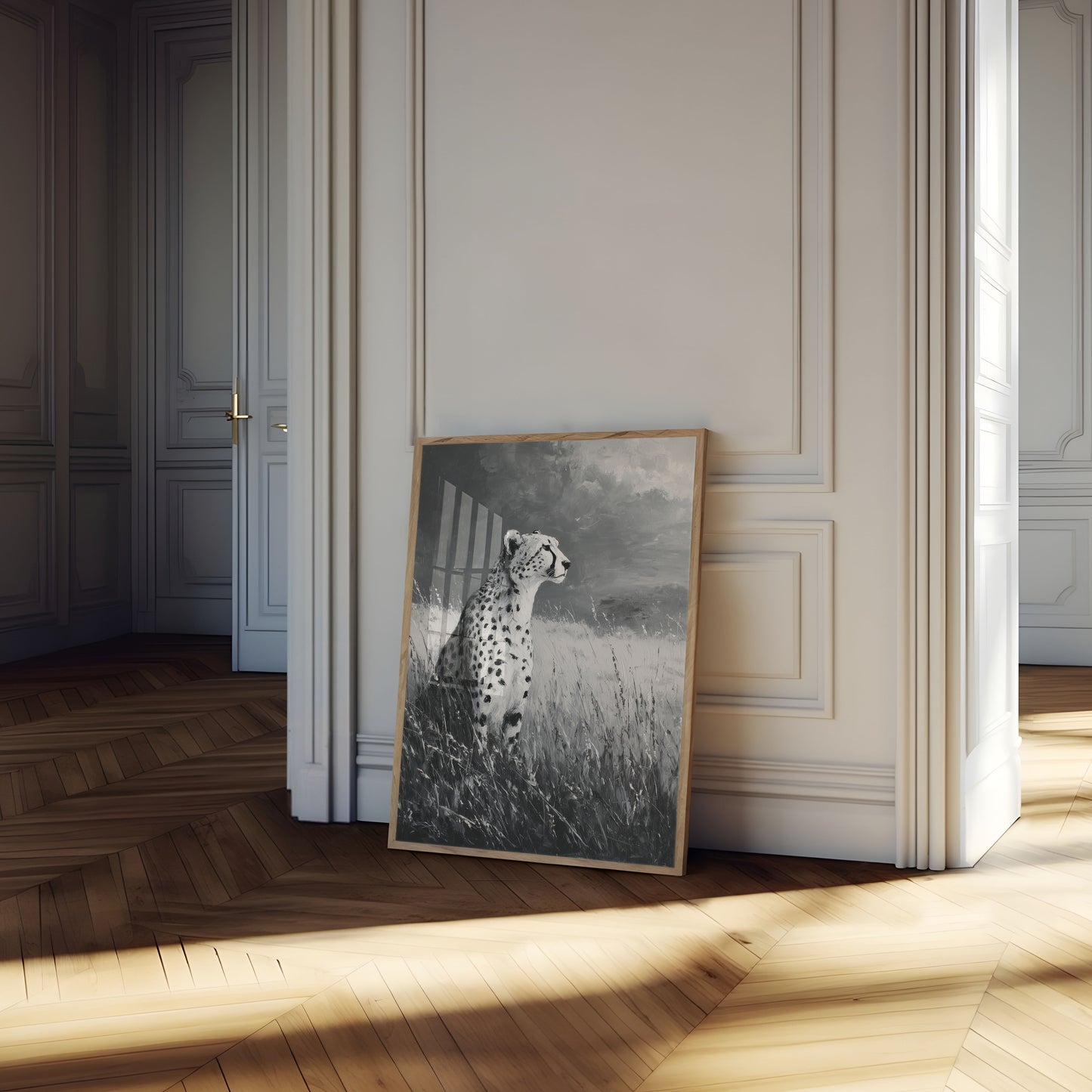 Póster del majestuoso guepardo en la naturaleza