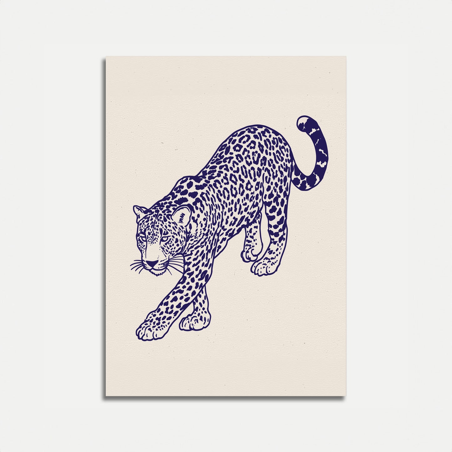 Leopard Prowess Navy Blue Poster