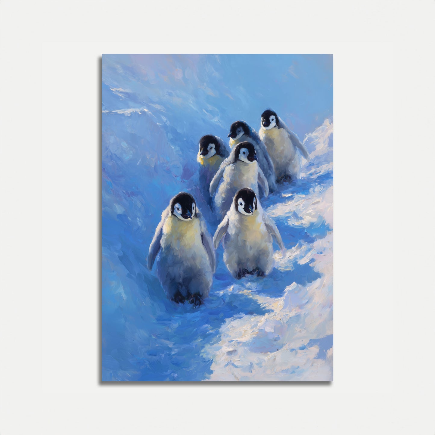 Affiche des Poussins Manchots Empereurs dans la Neige