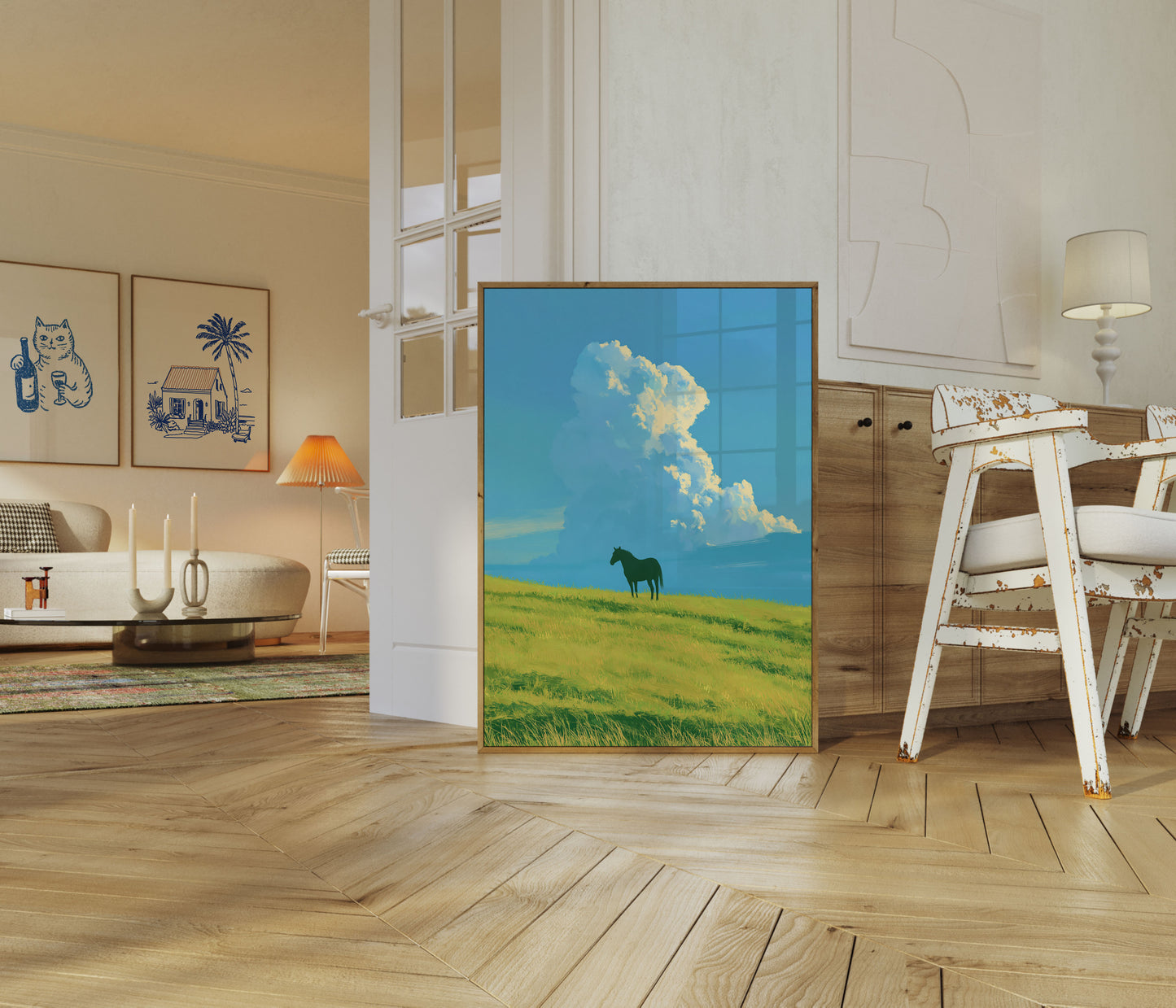 Poster Cavallo in Prato Dorato