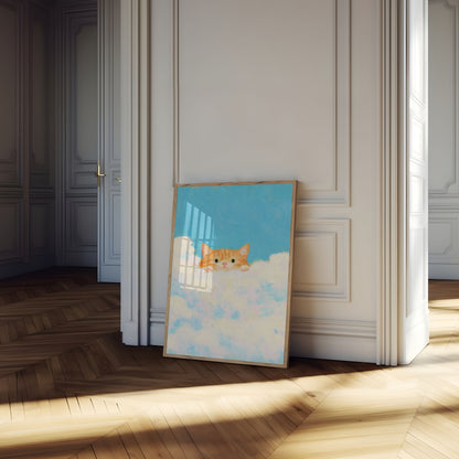 Orange kat i skyer plakat