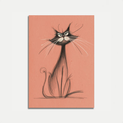 Mürrische schwarze Katze Poster