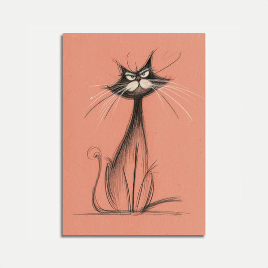 Mürrische schwarze Katze Poster
