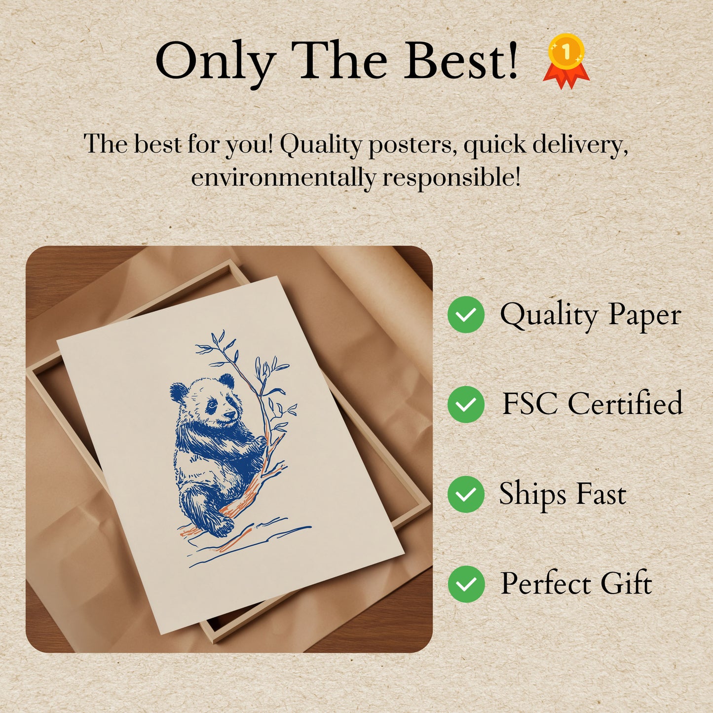 Gentle Panda Tree Poster