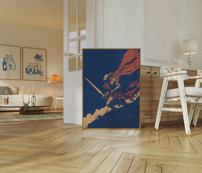 Crimson Knight's Ascent Poster