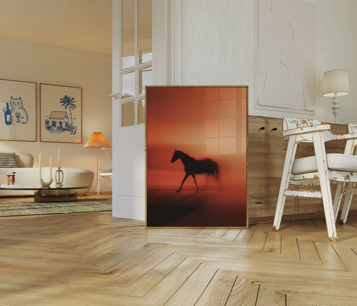 Solnedgangshest Skygge Plakat