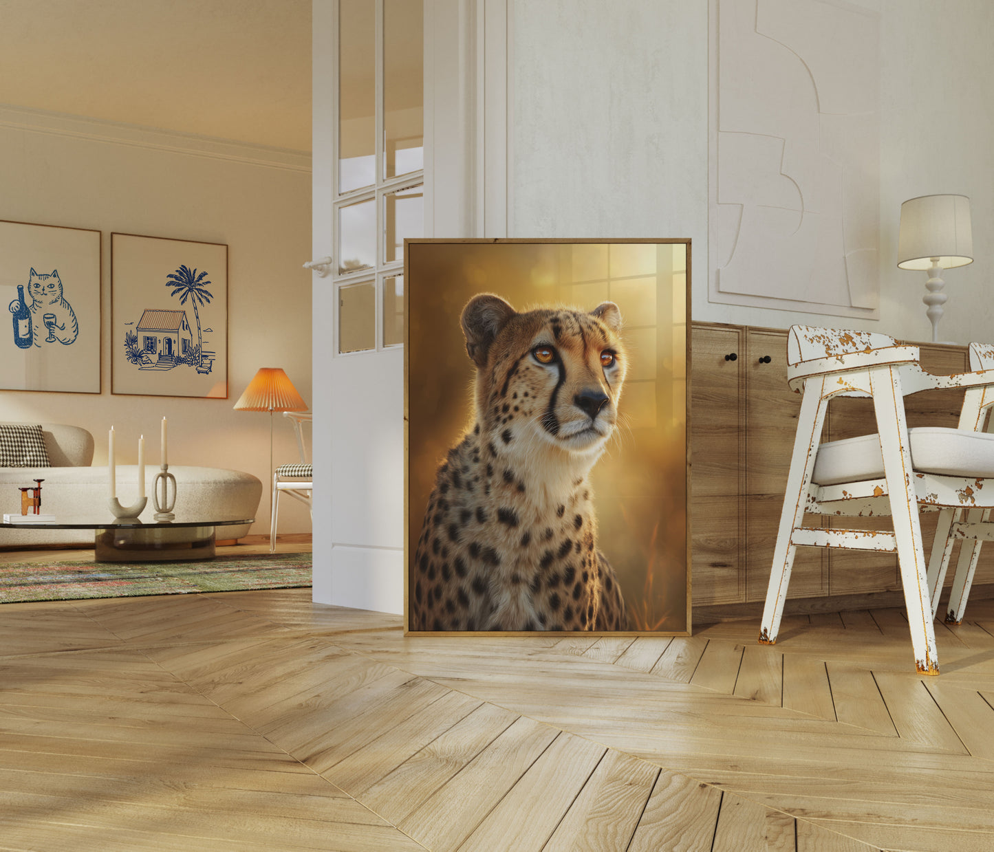 Póster de la majestuosidad del guepardo en la hora dorada