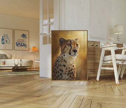 Póster de la majestuosidad del guepardo en la hora dorada