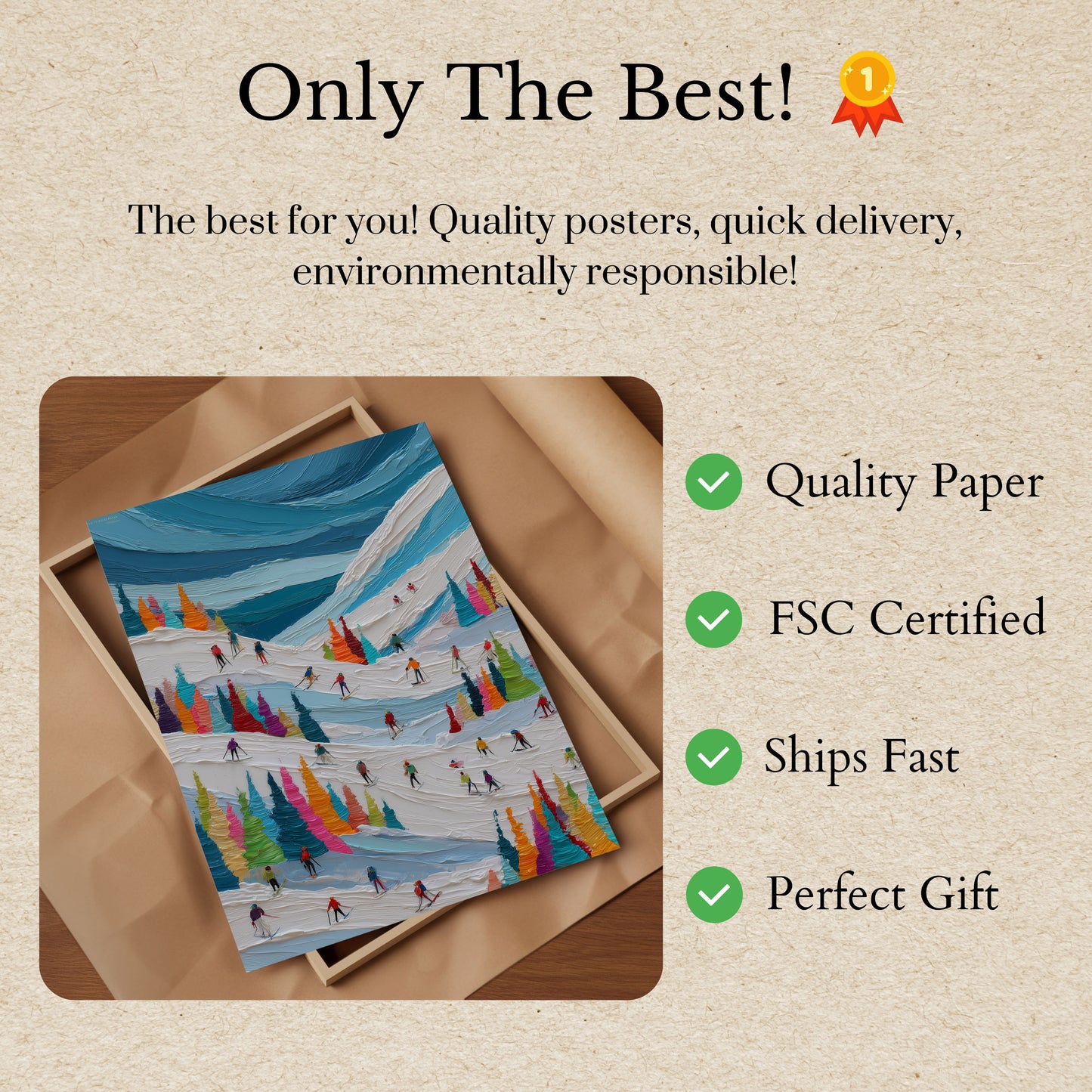 Colorful Ski Slopes Winter Poster