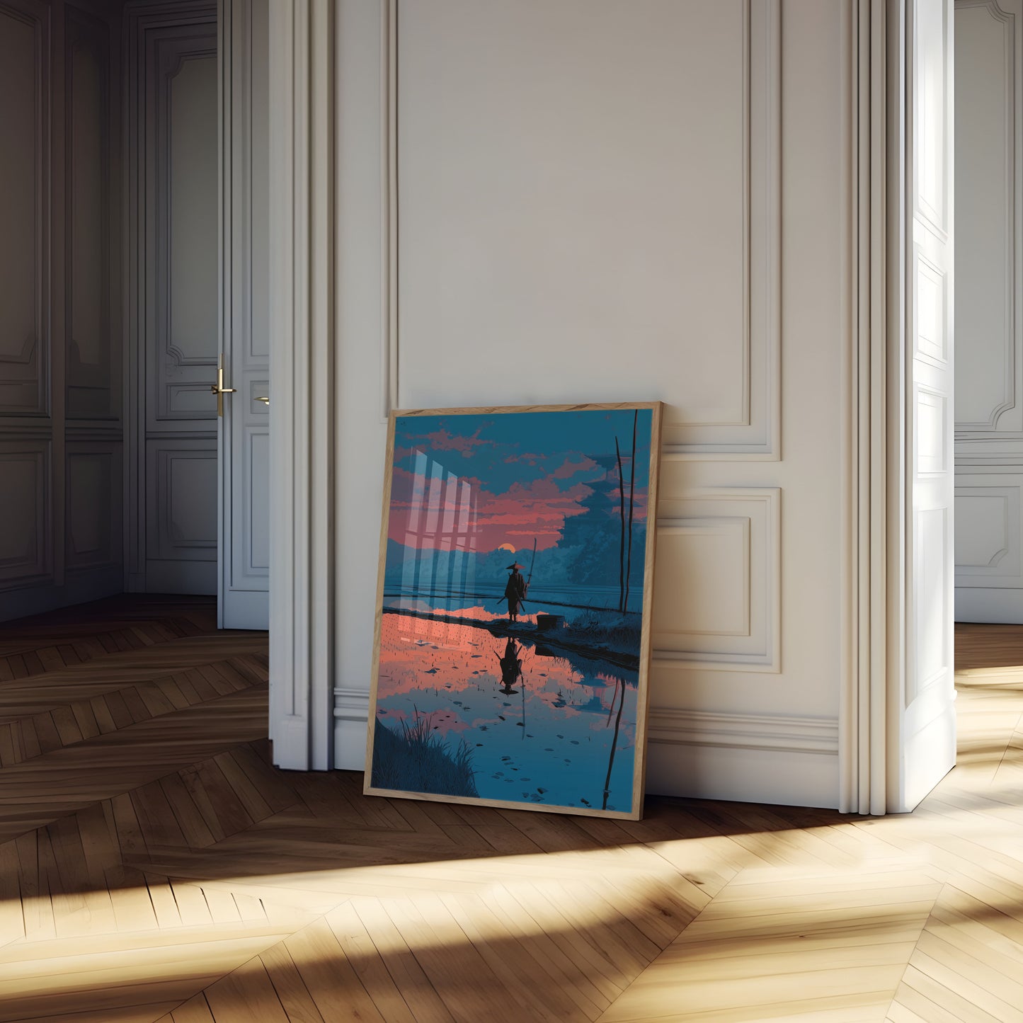 Póster de Reflejo del Atardecer del Samurái