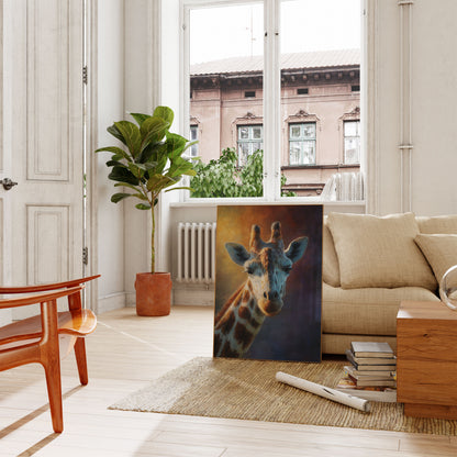 Póster de jirafa con luz dorada