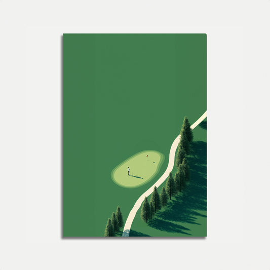 Affiche verte du golfeur solitaire