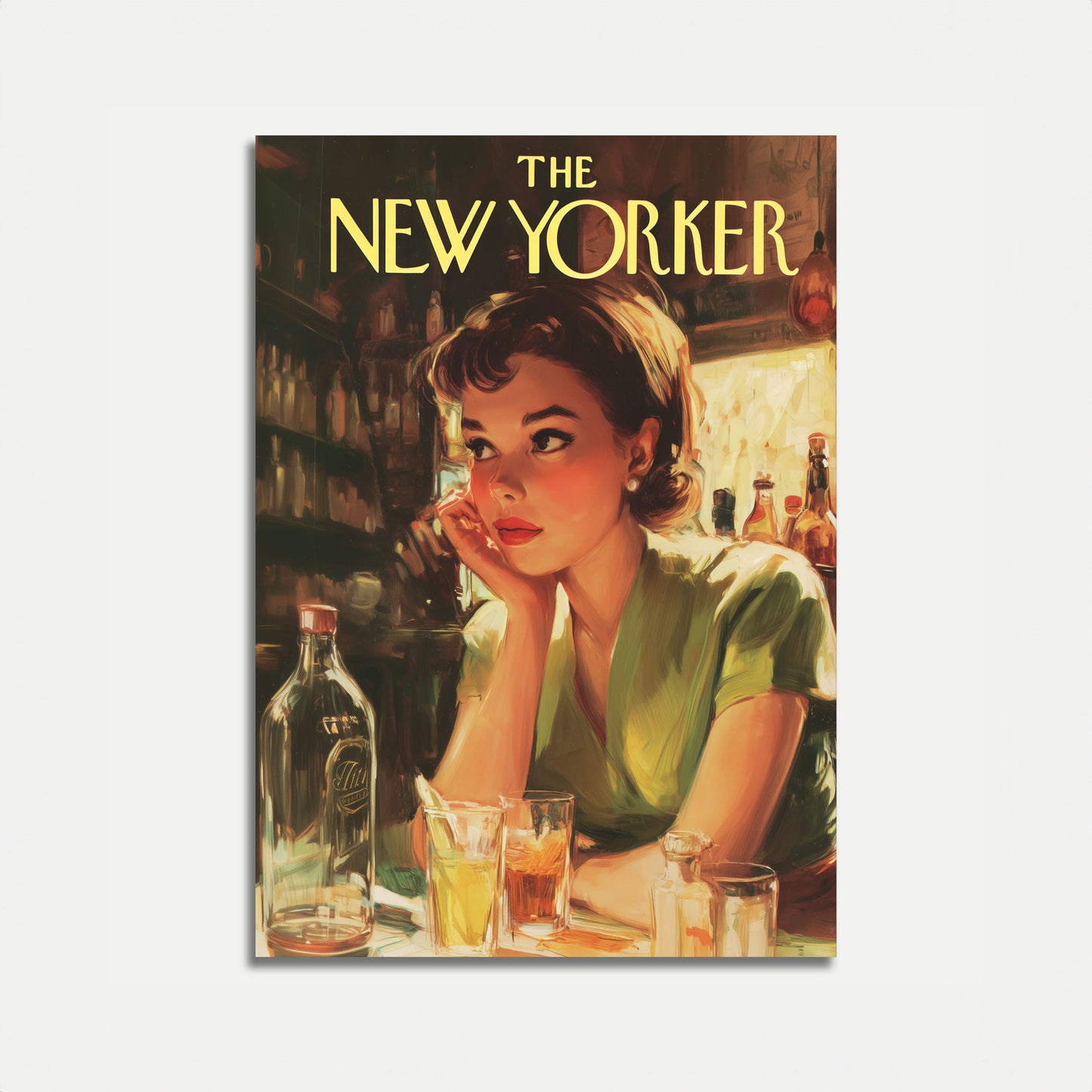 Vintage New Yorker Bar Scene Poster