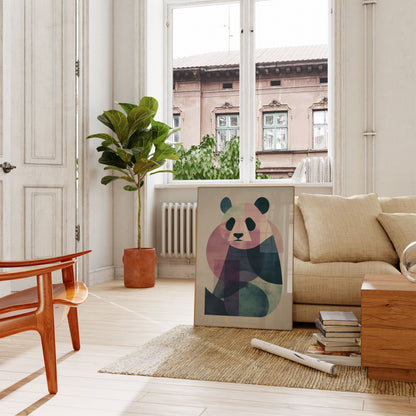 Geometric Abstract Panda Poster