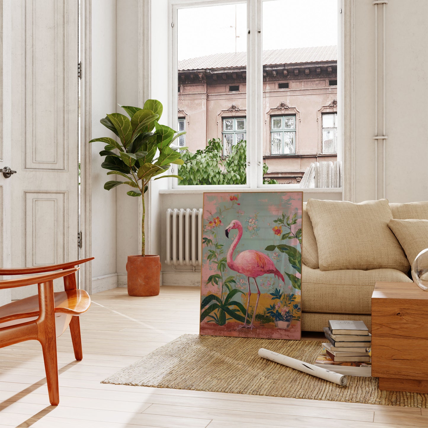 Roze Flamingo Tuinposter