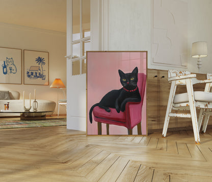 Elegant Black Cat Lounge Poster