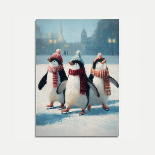 Skating Penguins Winter Poster