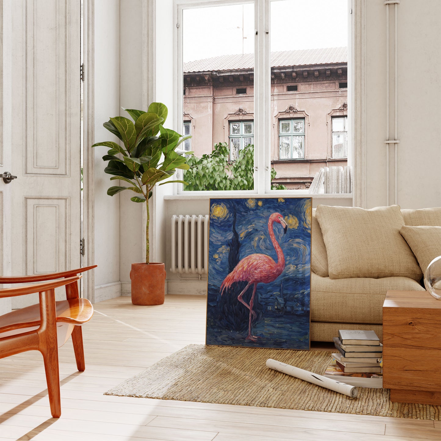 Sterrennacht Flamingo Poster
