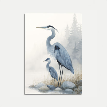 Misty Herons in Nature Poster