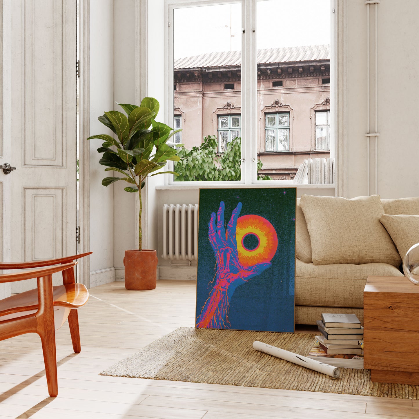 Cosmic Hand Holding Sun Poster