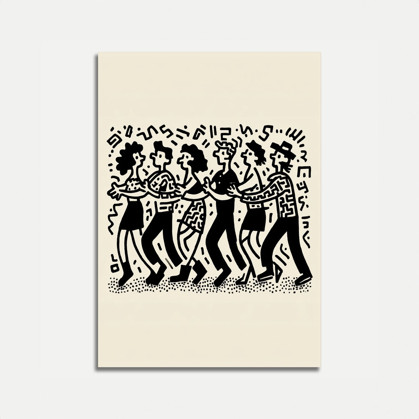 Affiche rétro de personnages dansants