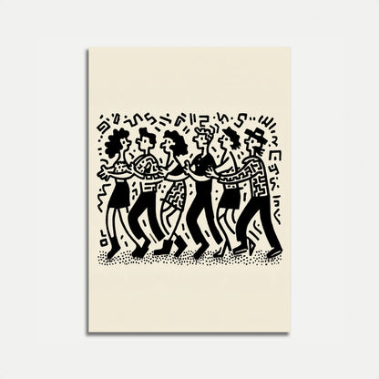 Affiche rétro de personnages dansants