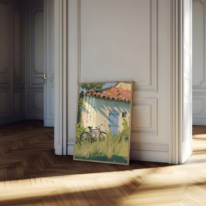 Bicycle by Countryside Cottage Poster