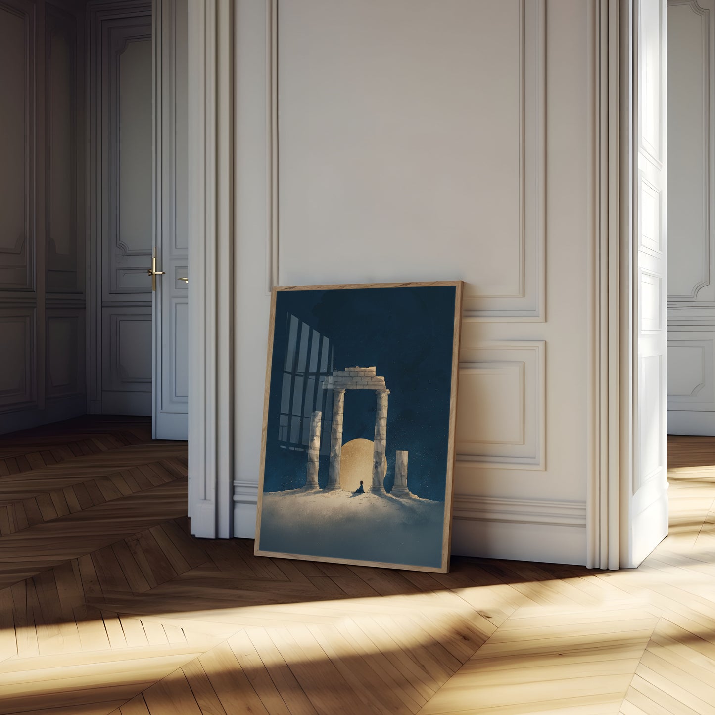 Ancient Temple Moonrise Poster