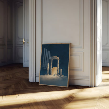 Ancient Temple Moonrise Poster