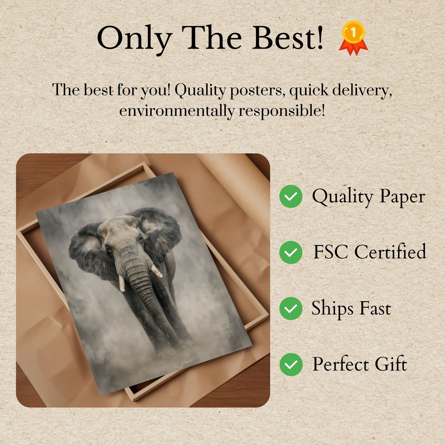 Majestic Elephant in Mist Poster