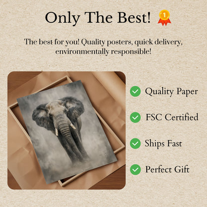 Majestic Elephant in Mist Poster