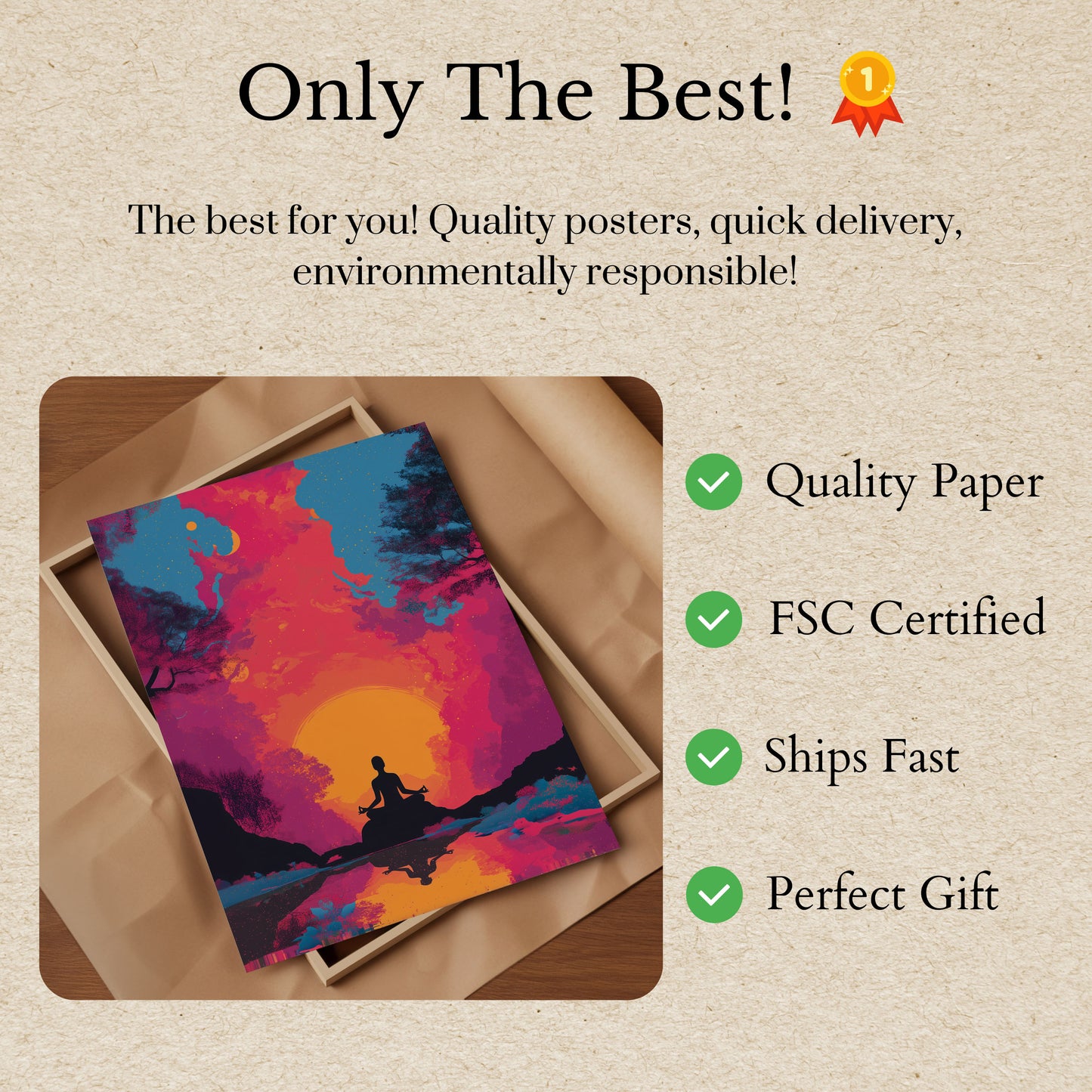 Zen Meditation Sunset Poster