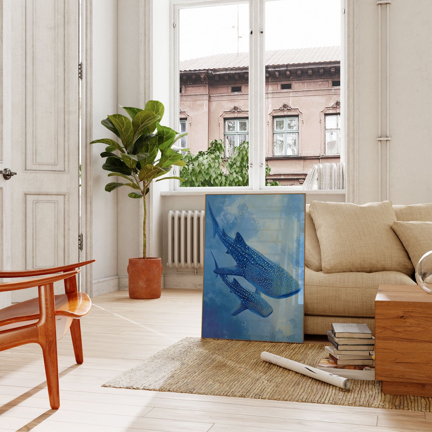 Azure Whale Sharks Underwater Poster