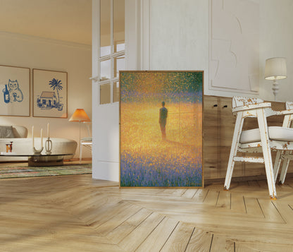 Solitary Figure in Golden Field Poster
